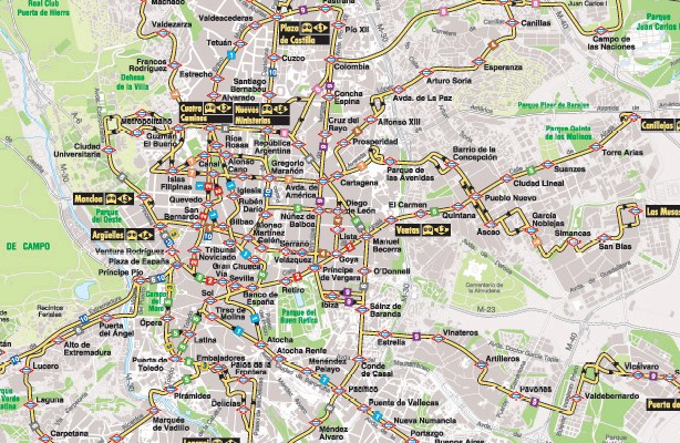 Mapa de MetroBúhos Madrid